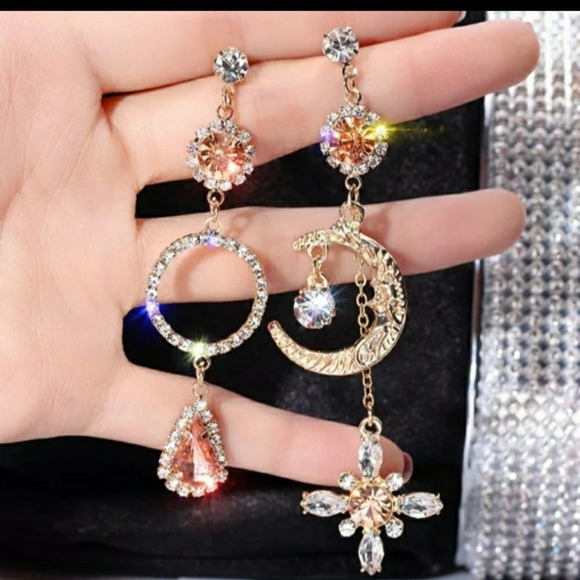 Elegant Boho Moon Gold Plating 925 Post Earrings - Picture 1 of 2